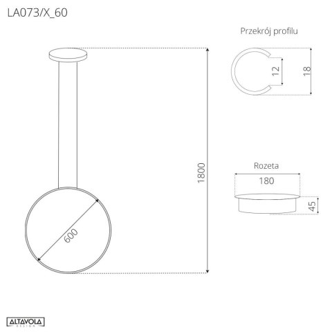 Lampa wisząca Ledowe Okręgi No.1 X 60cm 3k Różowe Złoto Dali