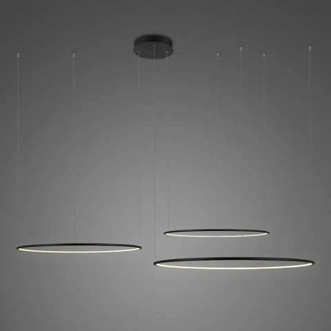 Lampa wisząca Ledowe Okręgi No.3 100cm 3k czarna Dali układ 100/80/60 cm