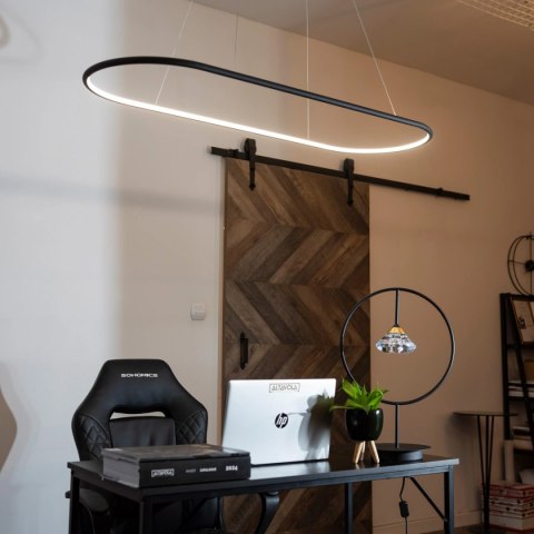Lampa wisząca Ledowe Okręgi Oval No.1 120cm 3k czarna