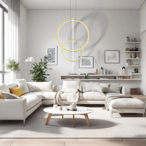 Lampa wisząca Linea No.5 60/40cm złoto-biała Dali3k