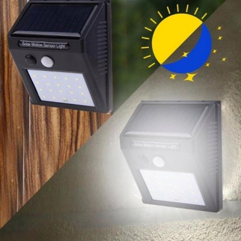 Lampa Halogen Naświetlacz Solarny z czujnikiem ruchu i zmierzchu 8W biała zimna