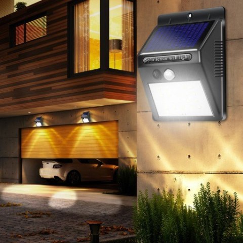 Lampa Halogen Naświetlacz Solarny z czujnikiem ruchu i zmierzchu 8W biała zimna
