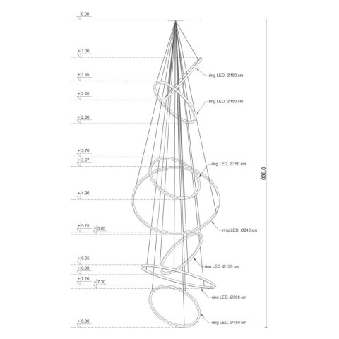 Lampa wisząca Ledowe Okręgi No.7 czarna 3k