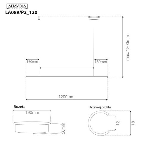 Lampa wisząca Linea No.1B 150cm 4k czarna Dali