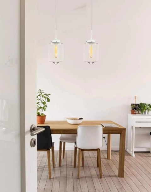 London Loft No.2 biała Szklana Lampa wisząca