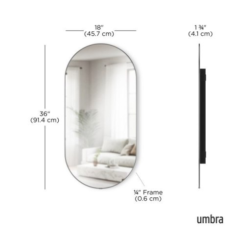 UMBRA lustro ścienne HUBBA 36 x 18 cm tytan