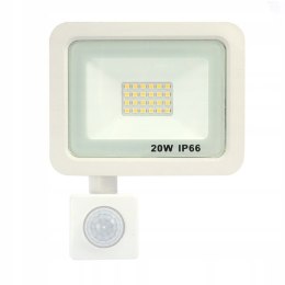 NAŚWIETLACZ Z CZUJNIKIEM RUCHU BIAŁY 20W B.NEUTRALNA 4000K
