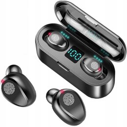 SŁUCHAWKI BEZPRZEWODOWE F9 TWS BT + POWERBANK CZARNE