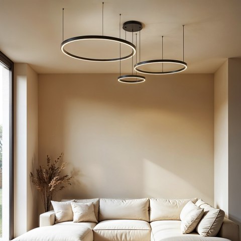 Lampa wisząca okręgi 116W czarna AZ134 MONZA
