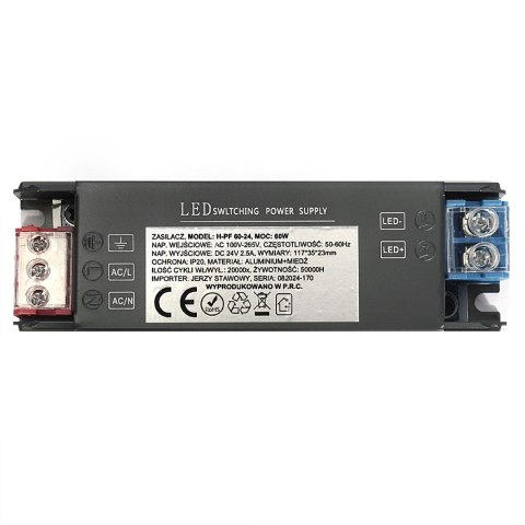 Zasilacz LED H-PF 60-24 60W Czarny