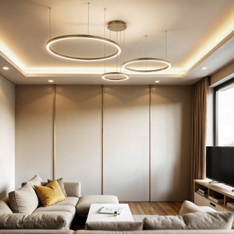 Złota Lampa wisząca okręgi 116W złota AZ134 MONZA