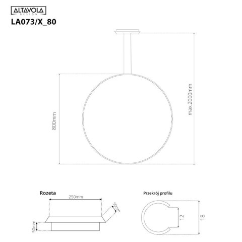 Lampa wisząca Ledowe Okręgi No.1 X 80cm 4k złota ściemnialna