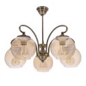 Lampa wisząca TORES stare złoto 5x60W E27 klasyczna oprawa sufitowa do salonu jadalni i sypialni