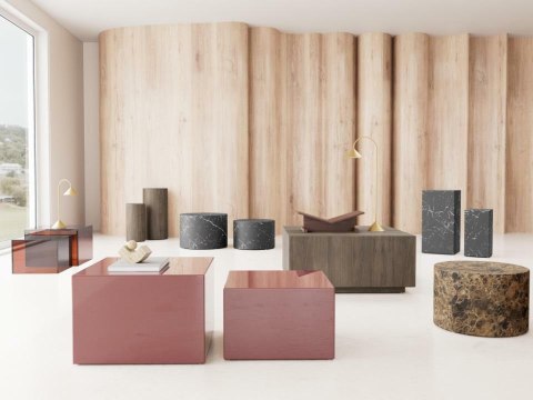 Zestaw 2 stolików Dice brązowe szkło