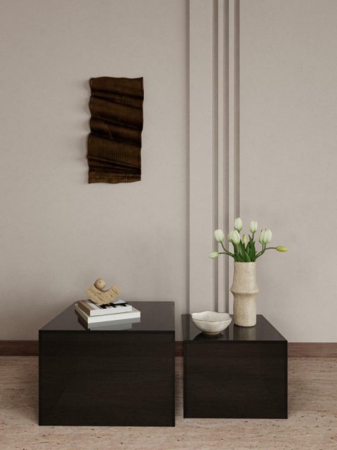 Zestaw 2 stolików Dice dymione szkło