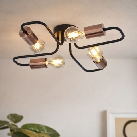 HERPE LAMPA SUFITOWA 4X60W E27 CZARNY