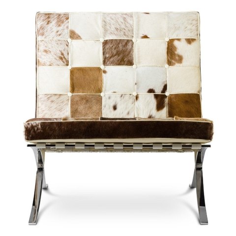 Fotel Loreto krowa przezroczysty z podnóżkiem - przezroczysty, chromowana podstawa, styl industrialny