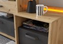 Szafa 2D1S z oświetleniem dąb artisan/raw steel/silk flou QUBIC QB03