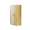 Szafa narożna 2D dąb artisan/raw steel/silk flou QUBIC QB01