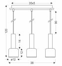ALBERTO lampa wisząca mosiężny 3x40W E27 klosz bursztynowy