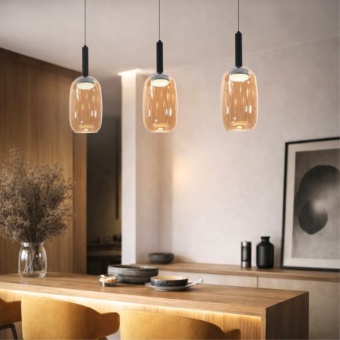BUENO lampa wisząca czarny 1x9W GX53 klosz bezbarwny+bursztynowy