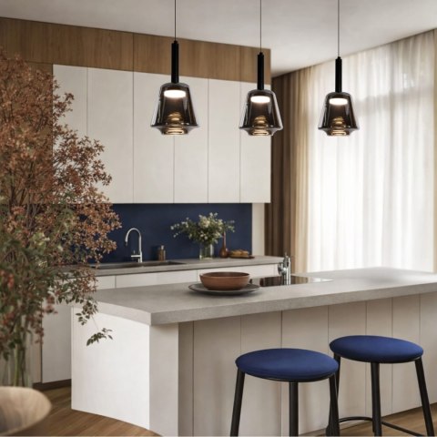 BUENO lampa wisząca czarny 1x9W GX53 klosz bezbarwny+dymiony