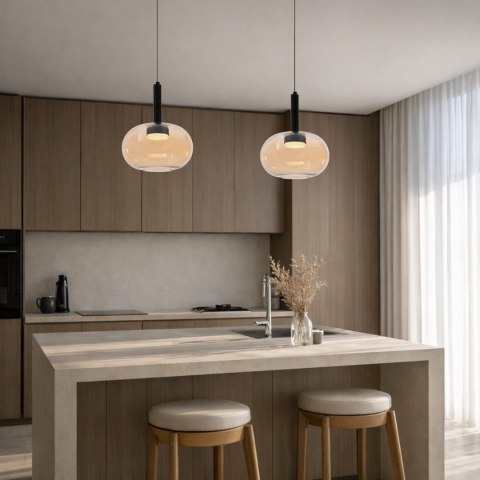 BUENO lampa wisząca czarny 1x9W GX53 klosz bezbarwny+złoty