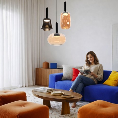 BUENO lampa wisząca czarny 1x9W GX53 klosz bezbarwny+złoty
