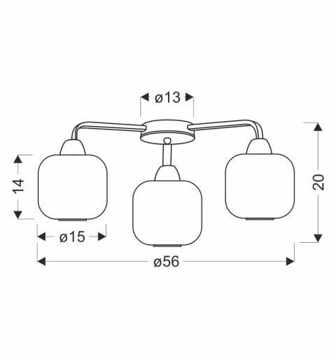 CROMADO lampa sufitowa chromowy 3x60W E27 klosz biały