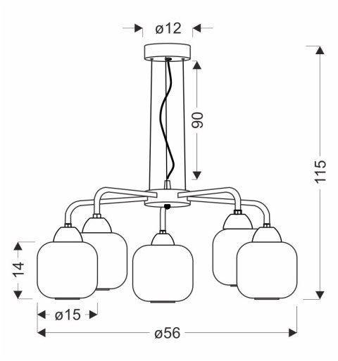 CROMADO lampa wisząca chromowy 5x60W E27 klosz biały