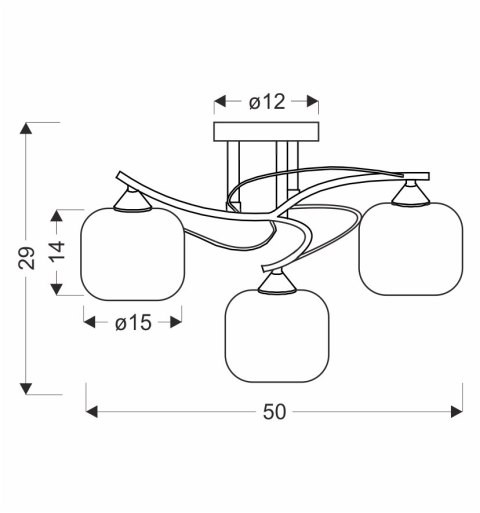 DOPO lampa sufitowa chromowy 3x40W E27 klosz biały