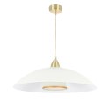 DUETTO lampa wisząca satynowy złoty 1x40W E27 klosz biały+biały z paskiem złotym