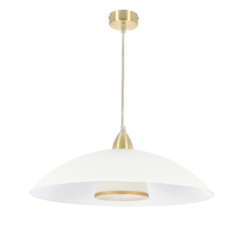 DUETTO lampa wisząca satynowy złoty 1x40W E27 klosz biały+biały z paskiem złotym