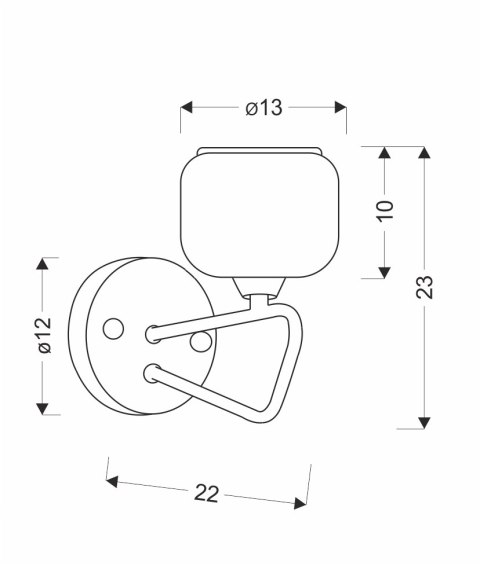GATO lampa kinkiet czarny 1x40W E14 klosz szklany bezbarwny+chromowy