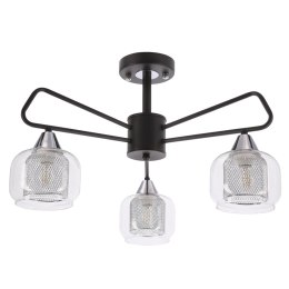 GATO lampa sufitowa czarny 3x40W E14 klosz szklany bezbarwny+chromowy