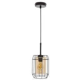 JONERA lampa wisząca czarny 1x40W E27 klosz bursztynowy