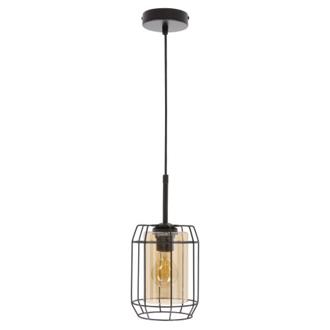 JONERA lampa wisząca czarny 1x40W E27 klosz bursztynowy