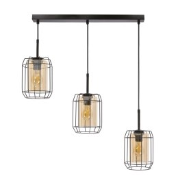 JONERA lampa wisząca czarny 3x40W E27 klosz bursztynowy