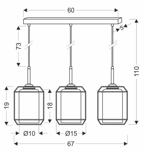 JONERA lampa wisząca czarny 3x40W E27 klosz bursztynowy