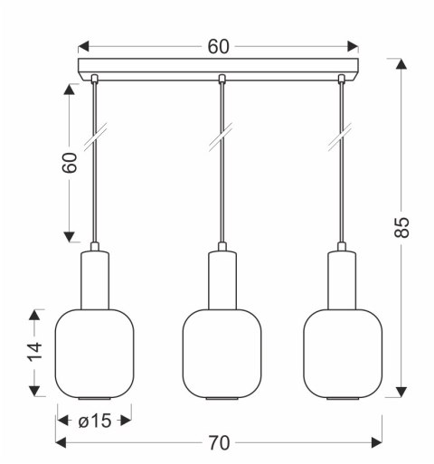 LINOX lampa wisząca talerz czarny 3x40 E27 klosz bursztynowy