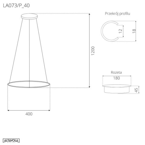 Lampa wisząca Ledowe Okręgi No.1 40cm 4k miedziana