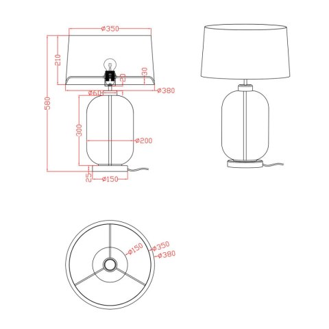 Light Prestige Lampa stołowa Amur czarno - transparentna 1xE27