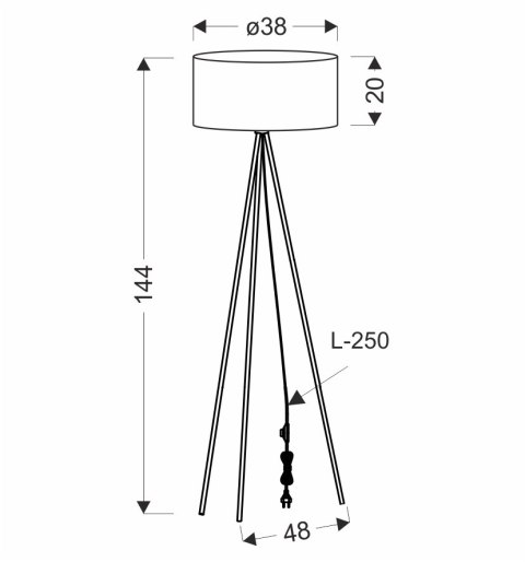 MOSSI lampa podłogowa złoty 1x40W E27 abażur czarny