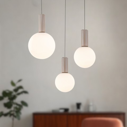 TESTA lampa wisząca talerz beżowa 3x10W G9 klosz biały