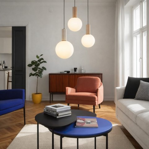TESTA lampa wisząca talerz beżowa 3x10W G9 klosz biały