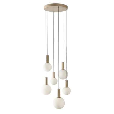 TESTA lampa wisząca talerz beżowy 6x10W G9 klosz biały
