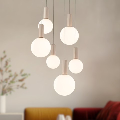 TESTA lampa wisząca talerz beżowy 6x10W G9 klosz biały