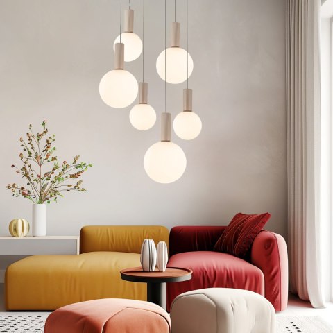 TESTA lampa wisząca talerz beżowy 6x10W G9 klosz biały