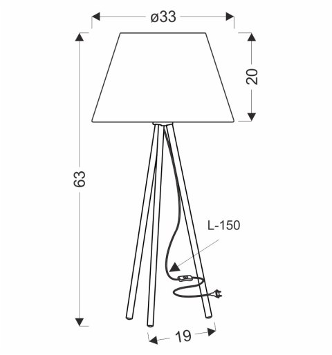 TINCO lampa stołowwa czarny 1x40W E27 abażur szary