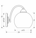 VELORE lampa kinkiet chromowy 1x40W E27 klosz biały